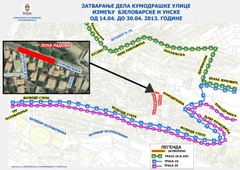 ЗА САОБРАЋАЈ ЗАТВОРЕН ДЕО КУМОДРАШКЕ УЛИЦЕ ИЗМЕЂУ БЈЕЛОВАРСКЕ И УНСКЕ УЛИЦЕ