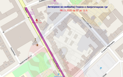 
                                                     Затворене за саобраћај  улица Главна и Авијатичарски трг
                                                     