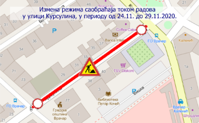 
                                                     Улица Курсулина затворена за саобраћај
                                                     