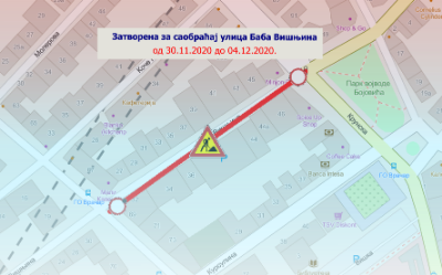 
                                                     Затворена за саобраћај улица Баба Вишњина
                                                     